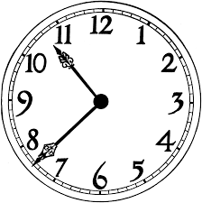Clock face, arms pointing to 10:38