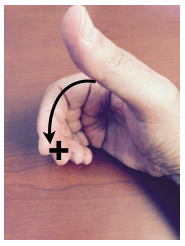 Right hand photo with thumb pointing